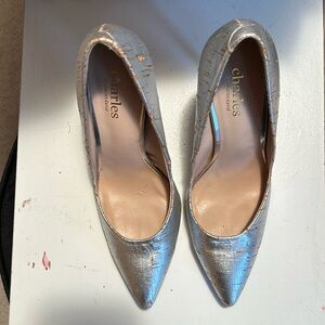 Charles by Charles David metallic “destroyed” heels